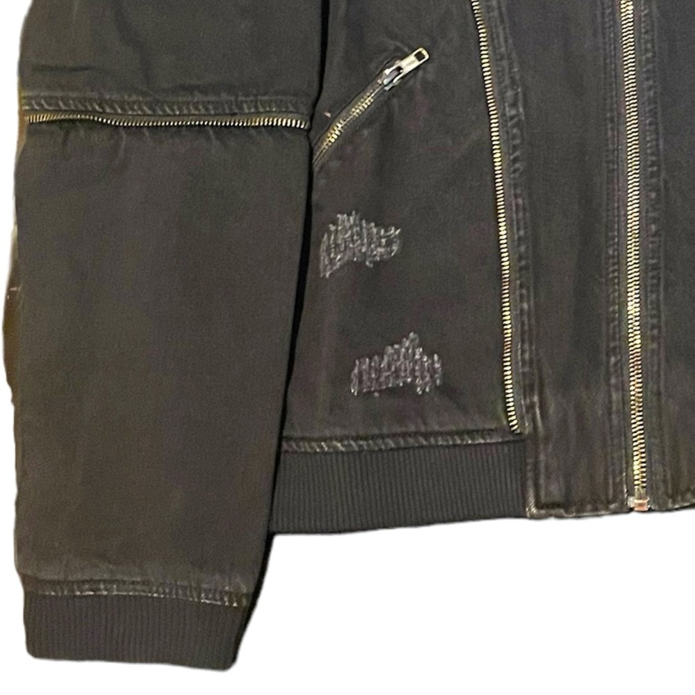 🆕 FREE PEOPLE Sandrine Rose Black Oversized Zip Bomber Jacket NWT - Picture 3 of 5